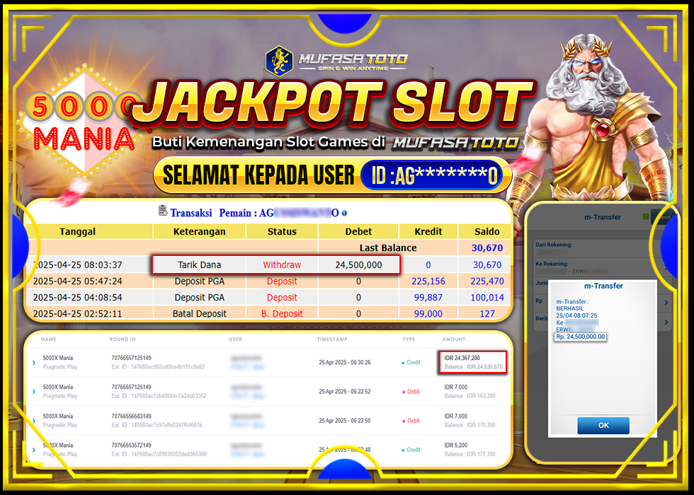 MUFASATOTO JACKPOT PRAGMATIC PLAY Rp.24.500.000 | LUNAS