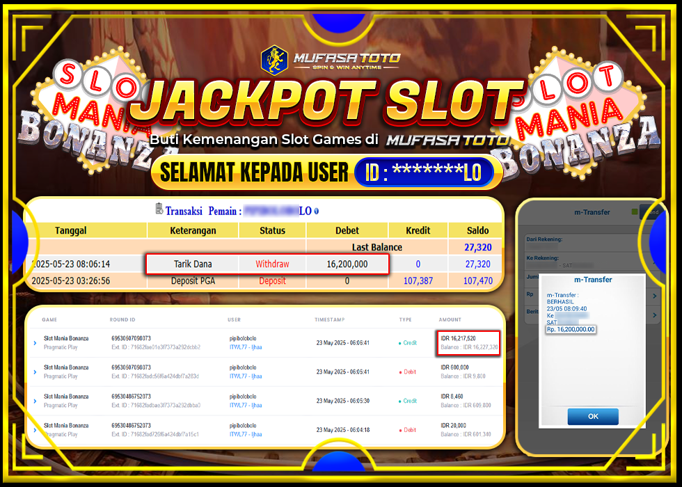 MUFASATOTO JACKPOT PRAGMATIC PLAY Rp.16.200.000LUNAS