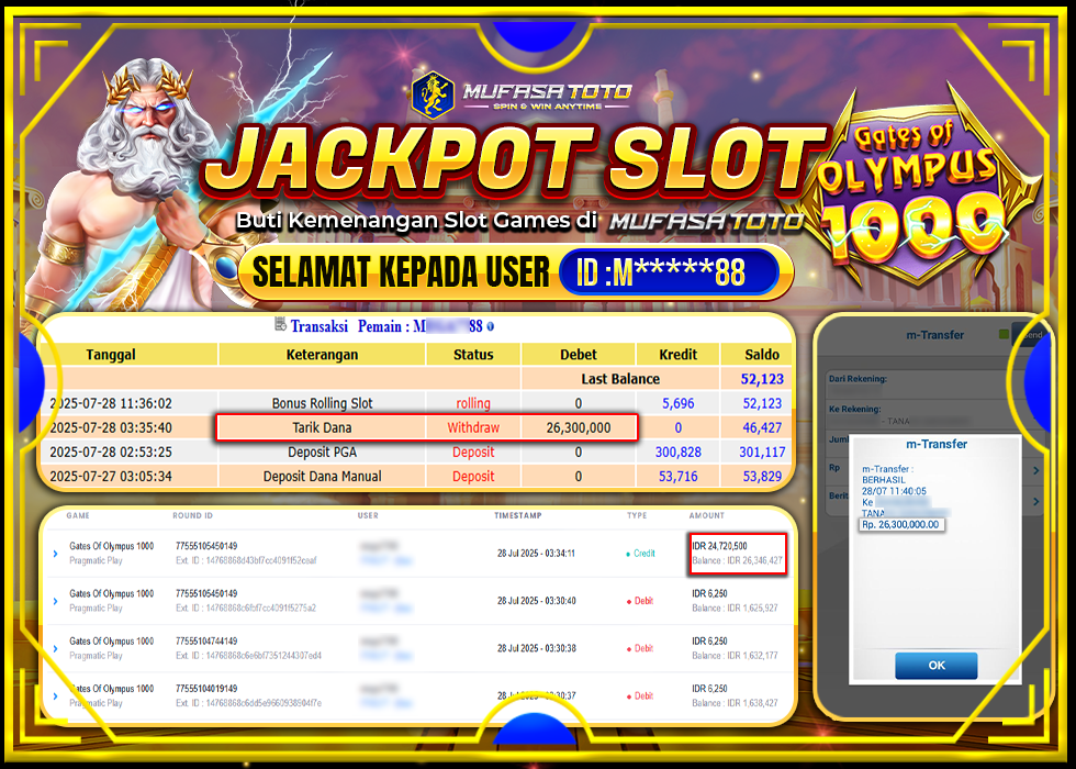 MUFASATOTO JACKPOT PRAGMATIC PLAYRp.26.300.000 | LUNAS
