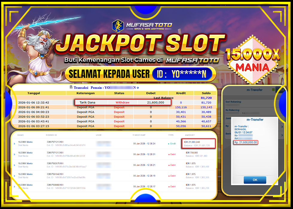 MUFASATOTO JACKPOT PRAGMATIC PLAY Rp.21.600.000 | 