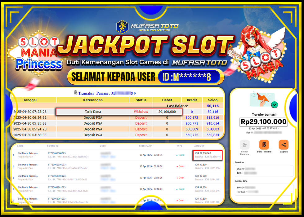 MUFASATOTO JACKPOT PRAGMATIC PLAY Rp.29.100.000 | LUNAS